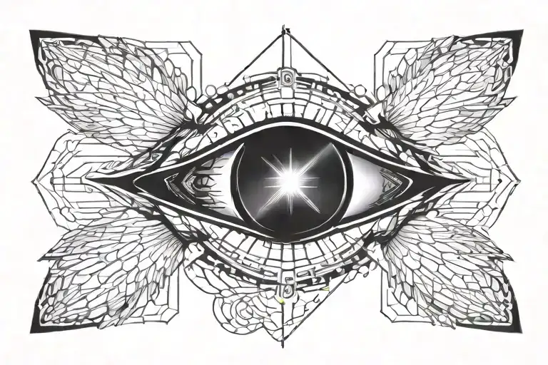 seraphim angel symmetrical eyes  cybersigil  tattoo design idea