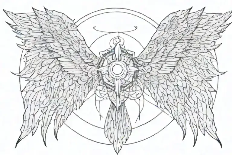 seraphim angel symmetrical eyes  cybersigil  tattoo design idea