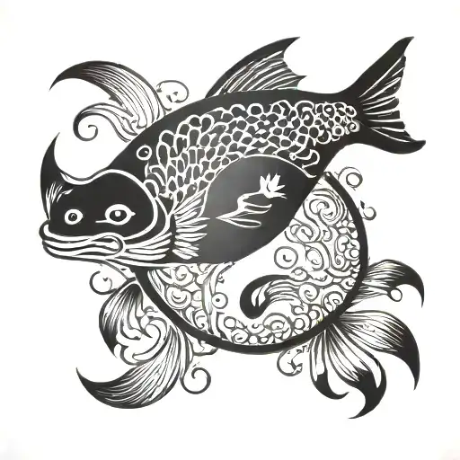 coi fish yin yang tattoo design idea