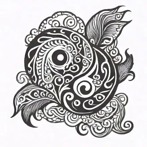 coi fish yin yang tattoo design idea