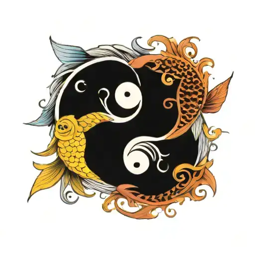 coi fish yin yang tattoo design idea