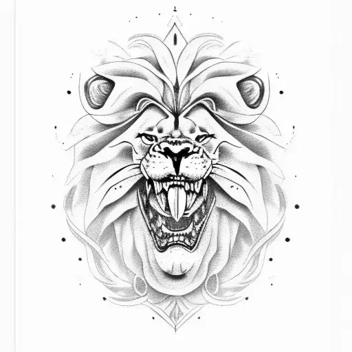 lion with skull tattoo design idea