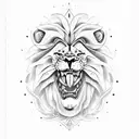 lion with skull tattoo design idea