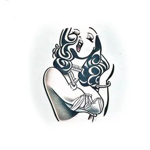 sexy pinup girl on the cross tattoo design idea