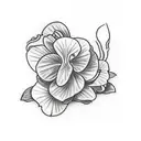 small violets around a dagger tattoo design idea