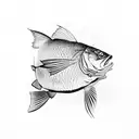 fishing boat and fish scale pattern tattoo design idea