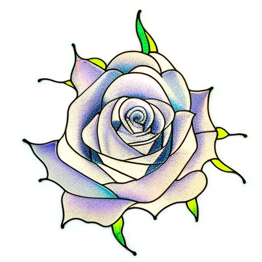 stained glass rose and stem tattoo design idea
