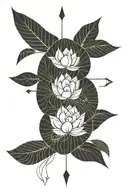 upside down half moon lotus flower with arrow going tattoo design idea