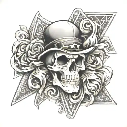 Skull playing cards tattoo design idea