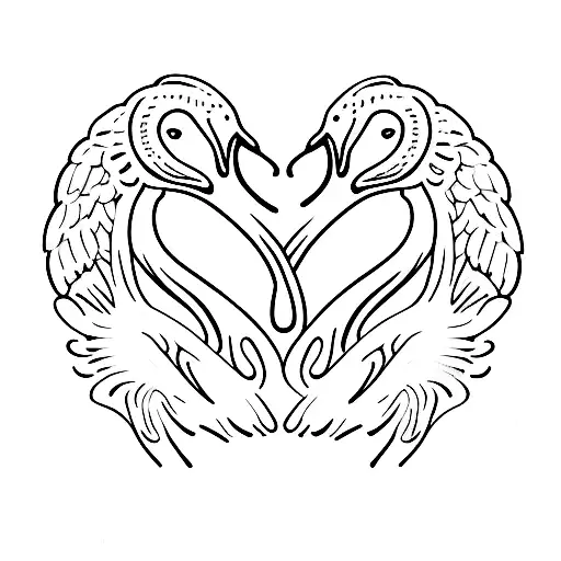 swans making heart tattoo design idea