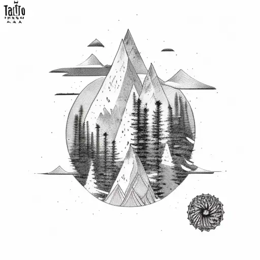 Tatuaje para brazo que contenga una araucaria central y algunas de fondo en un paisaje natural tattoo design idea