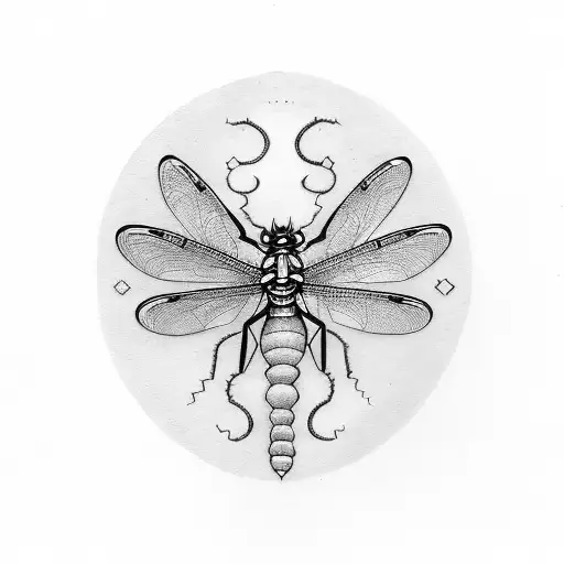  a dragon-fly and a katydid tattoo design idea