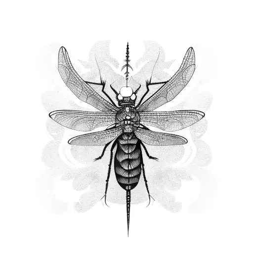  a dragon-fly and a katydid overlapping tattoo design idea