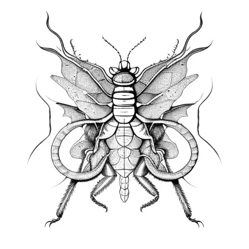 a katydid with a dragon-fly tattoo design idea