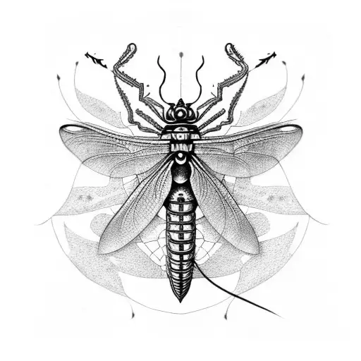 a katydid and a dragon-fly tattoo design idea