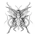 a katydid with a dragon-fly tattoo design idea