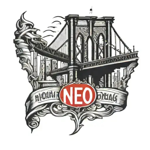 Brooklyn bridge with Puerto Rican banner overlapping the bridge  tattoo design idea