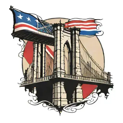 Brooklyn bridge with Puerto Rican flag overlapping the bridge  tattoo design idea