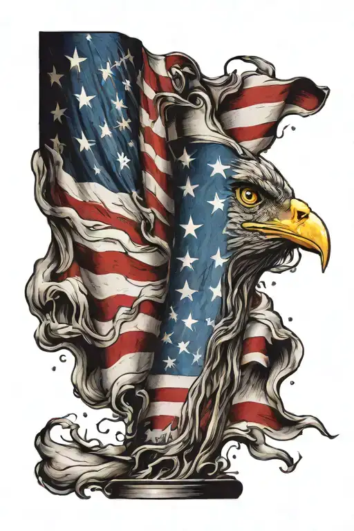 american flag full sleeve tattoo design idea