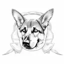 a german shepherd with sunglasses and a scarf tattoo design idea