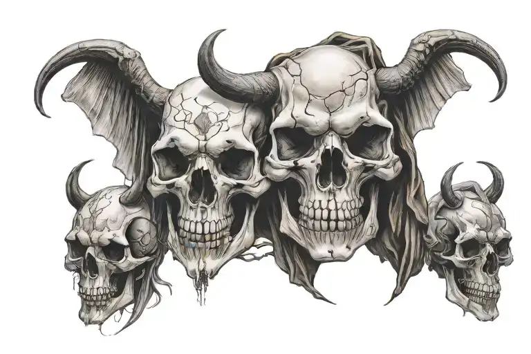 buffalo skull and grim reaper tattoo design idea