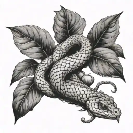 snake apple tree tattoo design idea