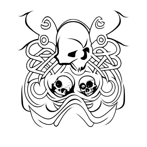 Cat and skull silhouette tattoo design idea