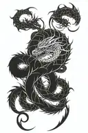 two dragons intertwined tattoo design idea