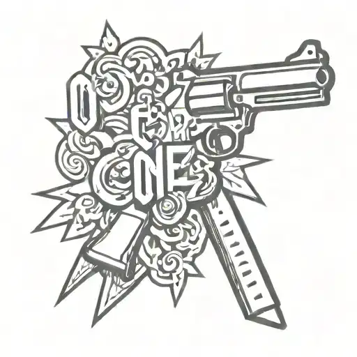 A tatto idea around the word 'onetapz', which means getting a one bullet headshot in a video game. tattoo design idea