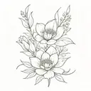 birth flower bouquet tattoo design idea