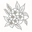 birth flower bouquet tattoo design idea