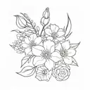birth flower bouquet tattoo design idea