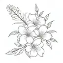 birth flower bouquet tattoo design idea