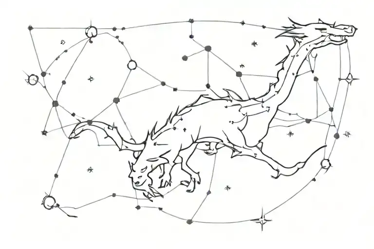 draco constellation map incorporating fire. tattoo design idea