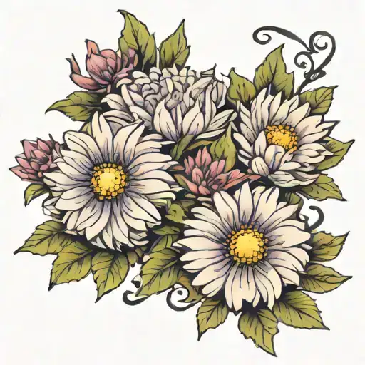 Aster flowers tattoo design idea