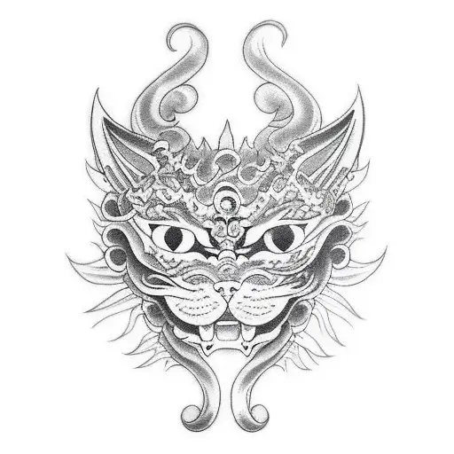 Demon cat tattoo design idea