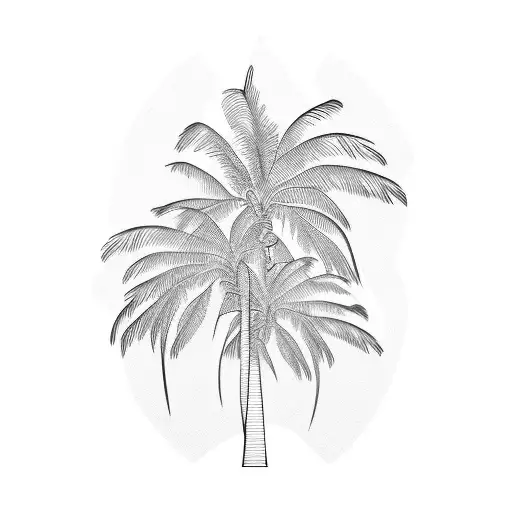 Palm Tree fine line minimalistic tattoo design idea