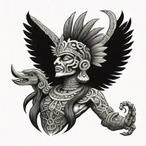 pirámide maya , Quetzalcóatl, dios de la muerte maya  tattoo design idea