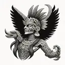 pirámide maya , Quetzalcóatl, dios de la muerte maya  tattoo design idea
