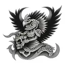 pirámide maya , Quetzalcóatl, dios de la muerte maya  tattoo design idea