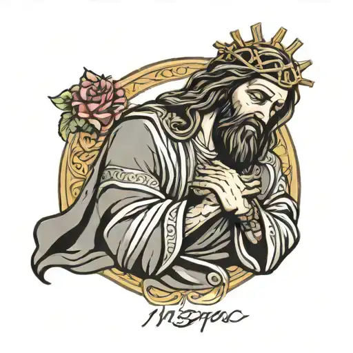 jesus praying tattoo design idea