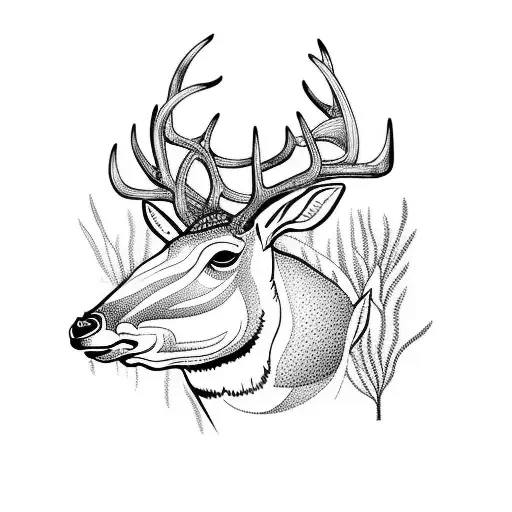 Deer with fish nature and polish culture tattoo design idea