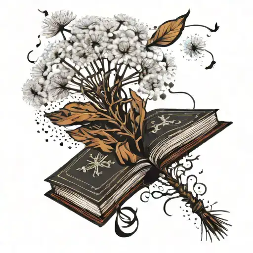 books dandelion blowing tattoo design idea
