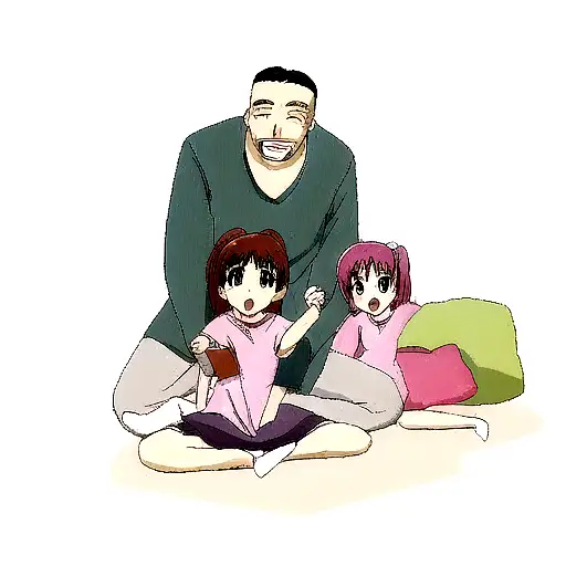 Father with 3 daughter's tattoo design idea