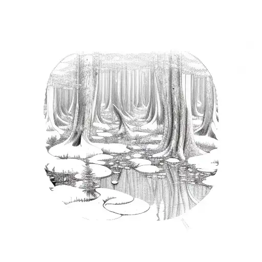 magical forest tattoo design idea