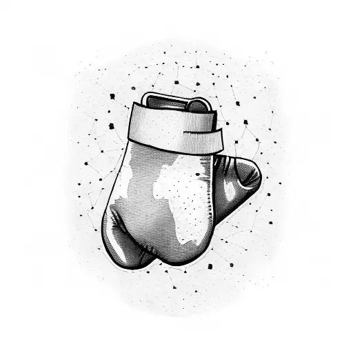 A boxing glove with a broken chain wrapped around it, symbolizing freedom from depression tattoo design idea