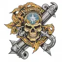 welding, marine corps emblem tattoo design idea