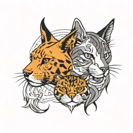 Half face of dog and a cat tattoo design idea