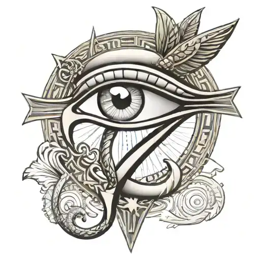 Ankh Symbol with eye of horus  osiris tattoo design idea
