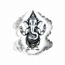 Ganesha clouds tattoo design idea